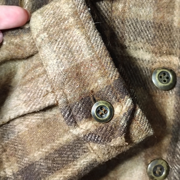 Women's Medium Vintage Wool Blend Cropped Button Brown Plaid Jacket - Picture 3 of 6